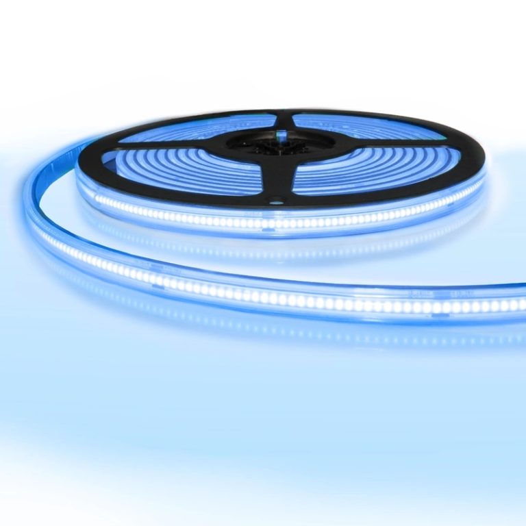 5 meter gekleurde cob led strip ip65/67 24v – blauwe kleur – 384 leds p/m
