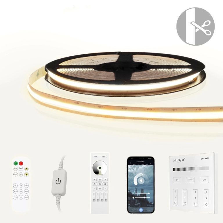 9 meter helder wit led strip cob met 600 leds per meter – complete set