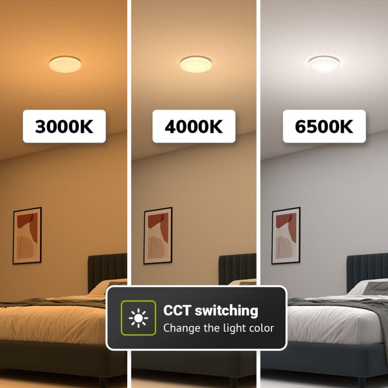 LED Plafondlamp rond – CCT Lichtkleur instelbaar (3000K, 4000K & 6500K) – 12W 1200 lumen (100lm/w) – Ø26 cm – IP20 stofdicht