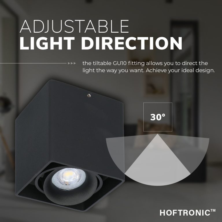 Dimbare LED Opbouwspot/plafondspot plafond Esto Zwart incl. GU10 spot 5W 6000K IP20 kantelbaar