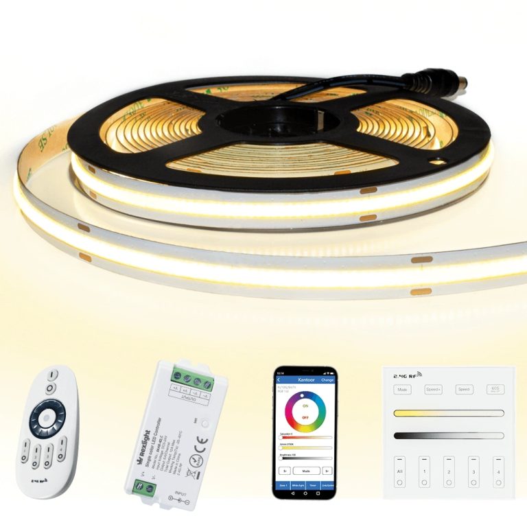 19 meter warm wit led strip cob met 504 leds per meter – complete set