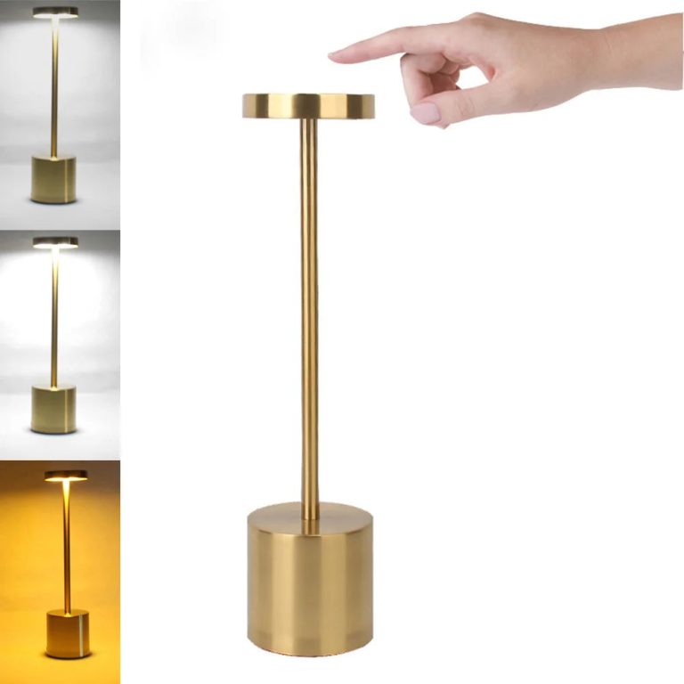 LumiÉlan – Klassieke Oplaadbare Tafellamp met Touch, Traploze Dimming en 3 Lichtkleuren
