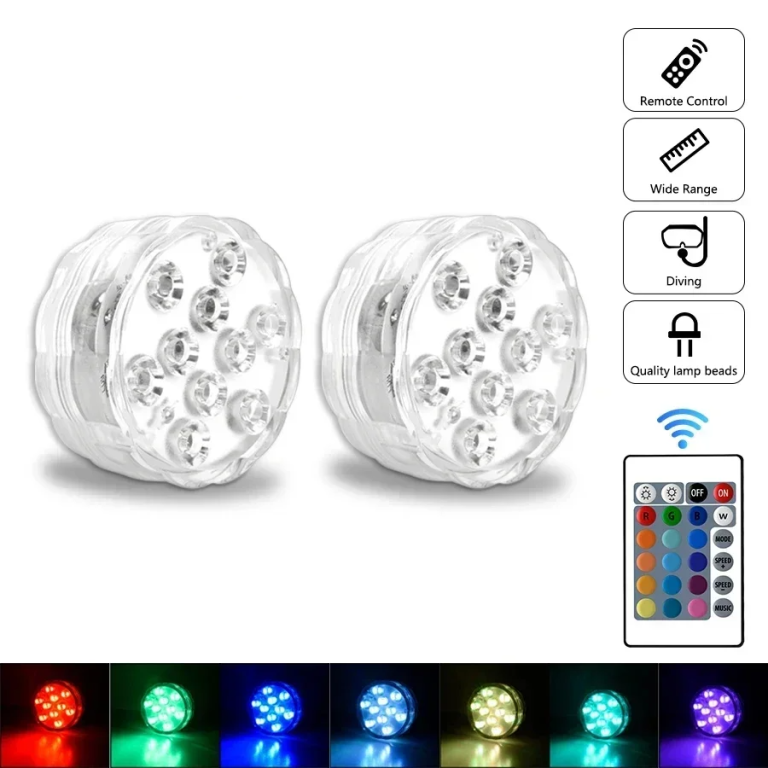 LUMISNAP 10-LED RGB Onderwaterlampen met Magnetische Bevestiging