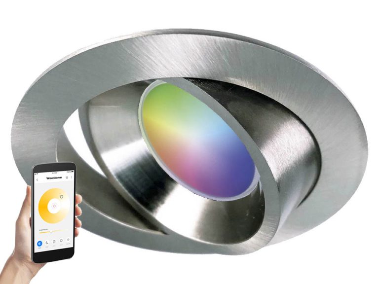 Smart Inbouwspot rvs kleur – RGB & Dimtone