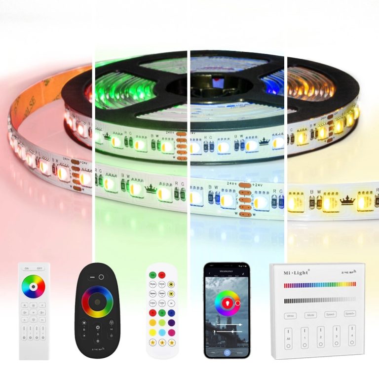 6 meter RGBW led strip complete set – pro 96 leds per meter – multicolor met warm wit