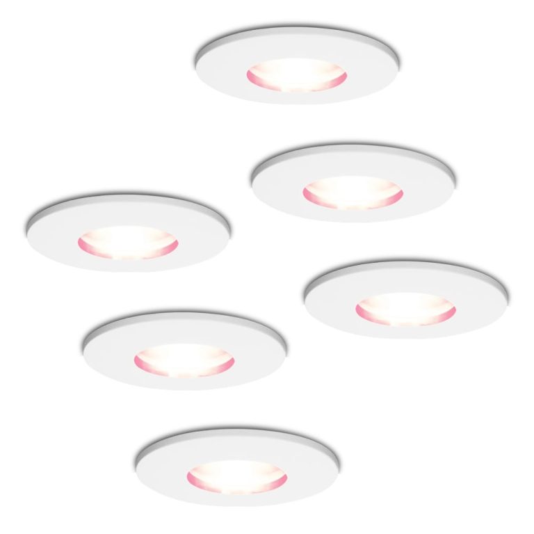 Set van 6 stuks smart WiFi RGBWW LED inbouwspots Barcelona wit 5,5 Watt IP44