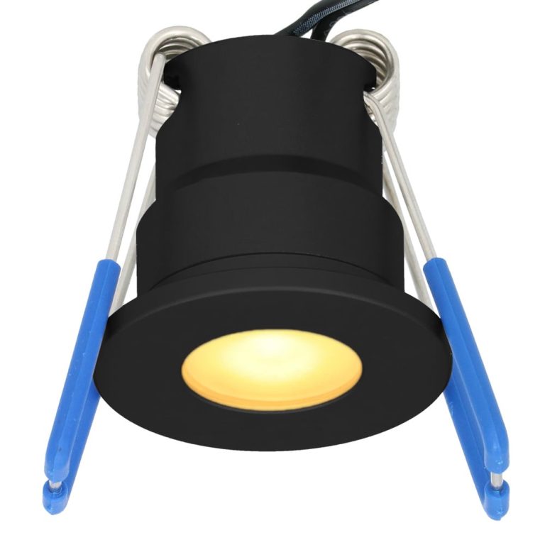 12V 3W – Mini LED Inbouwspot – Zwart – Verzonken – Verandaverlichting – IP65 voor buiten – 2700K – Warm wit