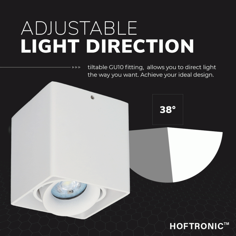 2x Dimbare LED opbouw plafondspot Esto Wit incl. GU10 spot 5W 2700K IP20 kantelbaar
