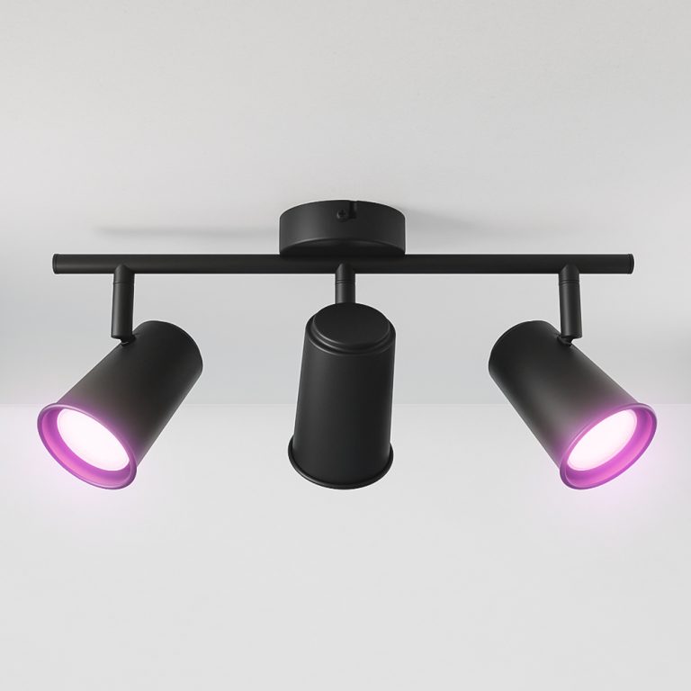 Riga Smart LED Plafondlamp 3 spots Zwart – Draaibaar en Dimbaar – 3 lichts – GU10 RGBWW – Plafondspot woonkamer en gang – Opbouwspot verlichting – Google Home & Amazon Alexa