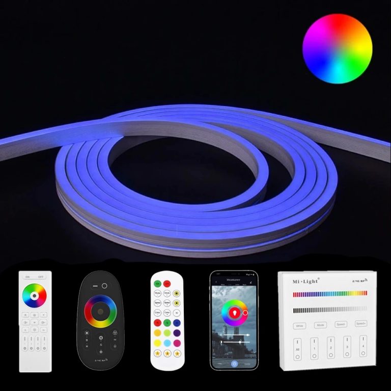 4 meter RGB neon led flex maxi recht – complete set neon verlichting